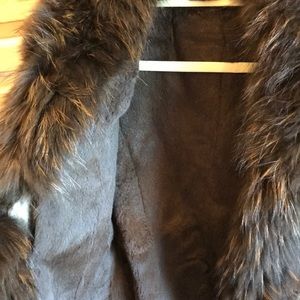 Amazing Raccoon Fur Coat w/Leather Trim